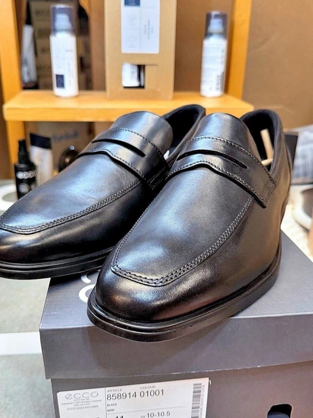 ECCO Mens Queenstown Penny Loafer Black Leather Loafers NIB